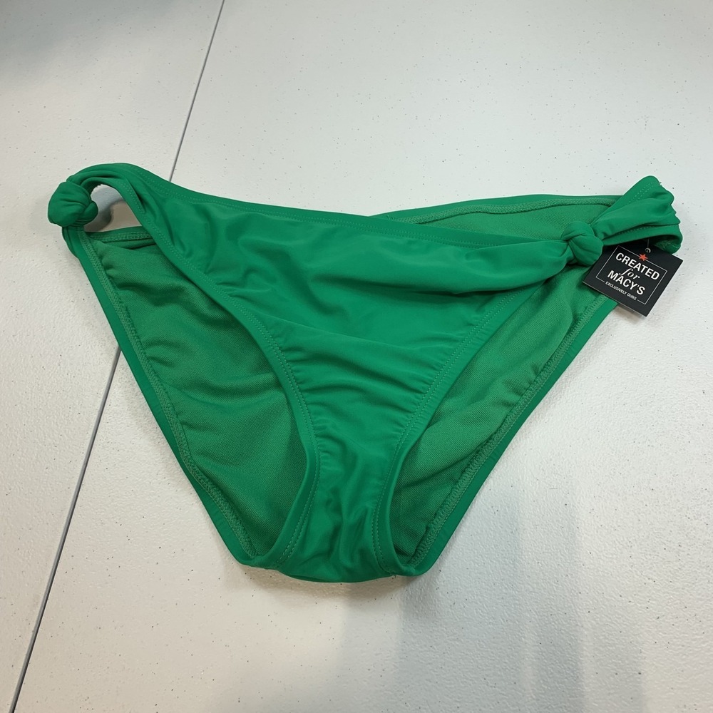 Bar III Women's Swim Bikini Bottoms L Hipster Green Side Knot Summer Solids‎